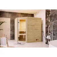 Karibu | Mia Sauna | Helderglas Deur | Biokachel 9 kW Externe Bediening