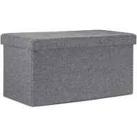 Relaxdays zitbank met opslagruimte - linnen - 38 x 76 x 38 cm - opbergdoos - robuuste bank donkergrijs