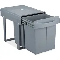 Relaxdays inbouw prullenbak - 2 vakken - 2 x 20 l - kunststof - 41,3 x 34 x 51,8 cm - grijs