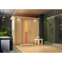 Karibu | Variado Sauna | Energiesparende Deur | Biokachel 9 kW Externe Bediening