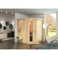 Karibu | Taurin Sauna met Dakkraag | Energiesparende Deur | Kachel 9 kW Externe Bediening