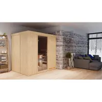 Karibu Sauna Bodin (voorzijde), volledig glazen deur, grafietkleur, zonder accessoires