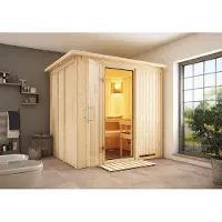 Karibu Sauna Sodin (entree aan de voorkant), volledig glazen deur, helder glas, zonder accessoires