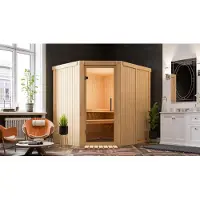 Karibu Sauna Siirin (entree model), volledig glazen deur, helder glas, zonder accessoires