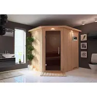 Karibu Sauna Siirin (entree model), volledig glazen deur, grafietkleur, zonder accessoires