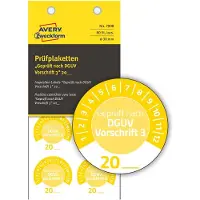 Avery Zweckform keuringssticker volgens DGUV 3 jaar 20xx, Ø 30 mm, PVC-folie op papier, geel