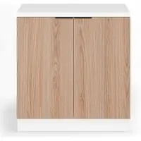 Blumfeldt Keukenkast met werkblad - Moderne spoelbak-onderkast met 30 mm MDF, Soft-close-scharnieren, Verstelbare ABS-voeten, Melaminegecoat, Wit-eiken