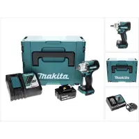 Makita Boormachine + slagboor, DTW 300 RG1J Accu-slagmoersleutel 18 V 330 Nm 1/2" Brushless + 1x accu 6.0 Ah + lader + M (Oplaadbare batterij)