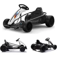 Es-toys Elektrische kinderauto "e-Gokart" met 24V en driftfunctie, inclusief 2x 12V 9AH accu's en 2 motoren - wit