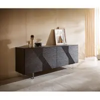 DELIFE Dressoir Tereos 200 cm essenhout donkerbruin 3D-effect 4 deuren poot zwevend effect acrylglas