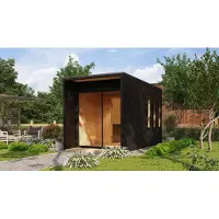 Karibu Saunahuis Miramar: Zwart: zonder oven. Kleur: Zwart. Saunaoven: zonder oven