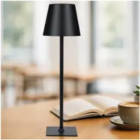 MMOBIEL LED Tafellamp Dimbaar Oplaadbaar – Draadloze Metalen Tafellamp met Touchbediening, 3 Lichtkleuren, USB-C, 1800mAh Accu voor Binnen & Buiten, Slaapkamer, Restaurant, Bar, Patio – Zwart