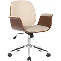 CLP Kemberg Bureaustoel - Voor volwassenen - Ergonomische - Met armleuningen - Kunstleer - walnoot/creme