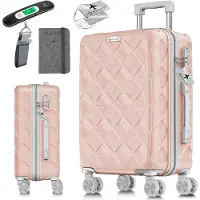 Kesser Reiskoffer met Wielen 84L | Medium Koffer inclusief Paspoorthouder & kofferweegschaal & bagagelabel | Trolley Koffers met TSA Cijferslot - Rozegoud