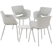 CLP Minota Tuinset - Set van Minot tafel en Alpena stoelen - weerbestendig - UV-bestendig - licht grijs 4 stoelen