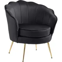 CLP Rosita Fauteuil - Met armleuning - Goudkleurig metalen frame - Velvet - Fluweel - zwart