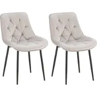 CLP Wallace Set van 2 eetkamerstoelen - Zonder armleuning - Metalen frame - Vloerbeschermers - Velvet - Fluweel/grijs