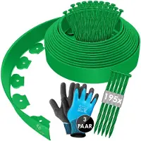 Kesser Rollborder Flexibele Gazonrand kunststof Borderrand met grondankers + handschoenen, | hoogte: 5cm, lengte: 10m, 20m, 30m, 40m, 50m
