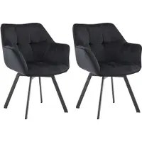 CLP Jordi Set van 2 eetkamerstoelen - met armleuning - ergonomisch - klassiek - tot 150 kg - Velvet - zwart