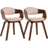 CLP Set van 2 stoelen Kingston, bekleed met stof en voorzien van een stevig houten frame in walnoot/crème. Framekleur: walnoot