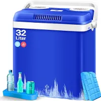 Kesser 32L Thermo Elektrische Koelbox voor warm houden en koelen | Coolbox / 12V, 230V Stekker, Minikoelkast, Thermo-elektrische Warmhoudbox / met ECO-modus - 32 Liter, Blauw