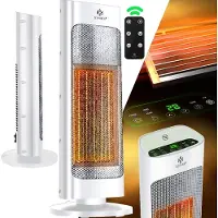 Kesser Elektrische Ventilatorkachel 2000W - Sfeervolle Terrasverwarmer 15-30°C Elektrische Verwarming met afstandsbediening en Timer Keramische Kachel - Wit