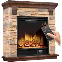 Kesser Sfeerhaard Elektrisch Haard 1800W met LED Vlammen Dimbaar - Electrische Kachel met Timer & Afstandsbediening - Elektrische Verwarming met Thermostaat - Natuurlijk Bruin