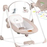 Kidiz Wipstoel Baby Elektrisch Babyschommel tot max 9kg - Schommelstoel voor Baby Swing met Speelboog en 5 schommelsnelheden - Beige