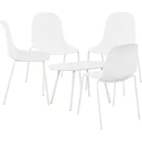 CLP Veldin tuinset - voor de tuin - loungeset - Set van tafel Berea en 4 x stoel Hardin - UV-bestendig - Tuinmeubelen - wit