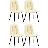 CLP Antibes Set van 4 Eetkamerstoelen - Zonder armleuning - Metaal frame - Kunstleer/creme
