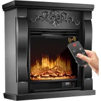 Kesser Sfeerhaard Elektrisch Haard 1800W met LED Vlammen Dimbaar - Electrische Kachel met Timer & Afstandsbediening - Elektrische Verwarming met Thermostaat - Villa Zwart