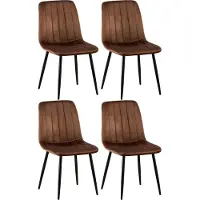 CLP Set van 4 stoelen Dijon met rugleuning, bruin, materiaal: fluweel