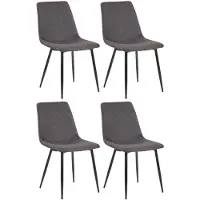 CLP Telde Set van 4 Eetkamerstoelen - Zonder armleuning - Metaal frame - Stof - donkergrijs