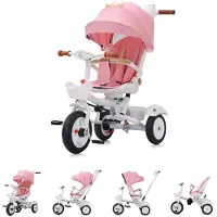 Chipolino Driewieler Futuro 2-in-1, inklapbaar, met bekerhouder, muziek, licht en Polyurethanwielen, kleur roze