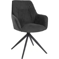 CLP Jules Eetkamerstoel - Draaibaar - Fauteuil - Met armleuning - Metaal frame - Stof - zwart
