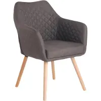 CLP Esskamerstoel Gent met armleuningen, fauteuil met houten frame, moderne keukenstoel in donkergrijs, frame in natuurlijke kleur