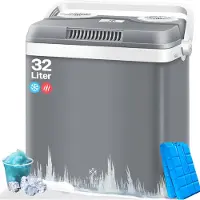 Kesser 32L Thermo Elektrische Koelbox voor warm houden en koelen | Coolbox / 12V, 230V Stekker, Minikoelkast, Thermo-elektrische Warmhoudbox / met ECO-modus - 32 Liter, Grijs