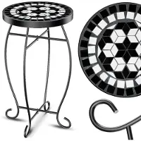 Kesser Mozaïek Tafel Bistrotafels Bloemkruk Rond 60 x 34 cm Metalen Mozaïek Bijzettafel Balkontafels Patiotafel Balkon Stenen Mozaïek Tuintafel Binnen Buiten - Tetragon