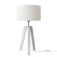 Paco Home Tafellamp Canvas uni Color Vloerlamp vintage voet LED lamp woonkamer Scandinavisch ontwerp E27