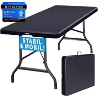 Casaria Klaptafel Antraciet Kunststof 183x75x73cm Inklapbaar