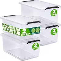 Deuba Opbergbox Transparant Set van 4 20x15x12cm 2L