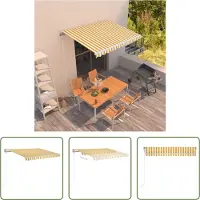 The Living Store Uitschuifbare Luifel - 300 x 250 cm - Geel/Wit - Aluminium/ Polyester