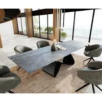 DELIFE Eetkamertafel Edge 200-300x100 keramiek LaminamNero Greco grijs W-frame zwart uitschuifbaar