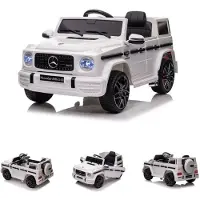 Es-toys elektrische kinderauto Mercedes G63 AMG met batterij-indicator, softstart, 2,4 GHz, wit