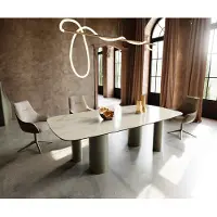 DELIFE Eetkamertafel Edge Boot 240x120 keramiek Iris FMG Onice Oro Pilier metaal effectafwerking titaan