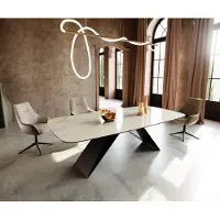 DELIFE Eettafel Edge Oval 240x120 keramiek Iris FMG Onice Oro V-frame plat staal zwart