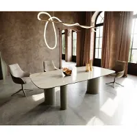 DELIFE Eetkamertafel Edge Boot 240x120 keramiek Iris FMG Onice OroTroa metaal effectafwerking titaan