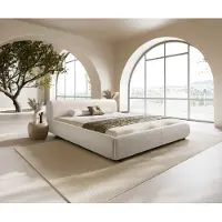 DELIFE Gestoffeerd-bed Shona 180x200 cm Bouclé crème-wit