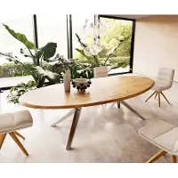 DELIFE Eettafel Edge Oval 280x130x2,5 eiken natuur Zenthara kantig RVS Flow-Edge