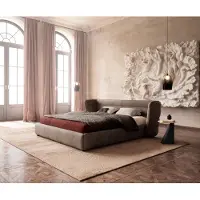 DELIFE Simea gestoffeerd bed 180x200 cm microvezel taupe vintage